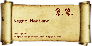 Negro Mariann névjegykártya